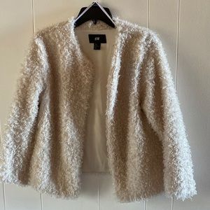 White fuzzy “fur” jacket